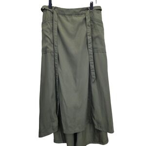 Westport1962 high low olive green sz small skirt tie‎ pockets Grunge gorpcore